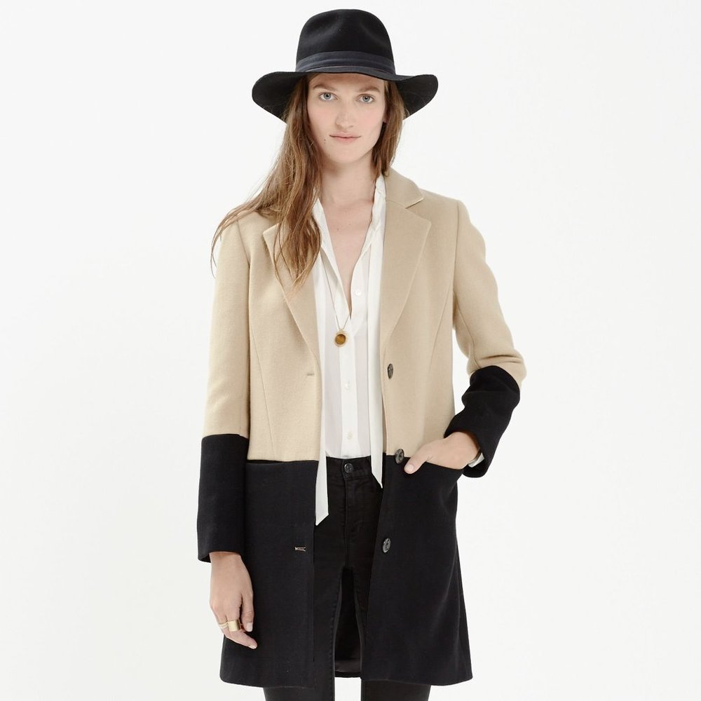 Madewell Camel an Black Color-Block Streetcar Coat